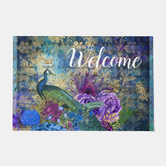 Felpudo Regal Peacock Peacocks Bienvenida Mat Door Mat (Anverso)
