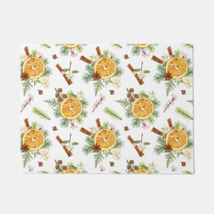 Felpudo Regalo de Navidad y vacaciones floral naranja verd