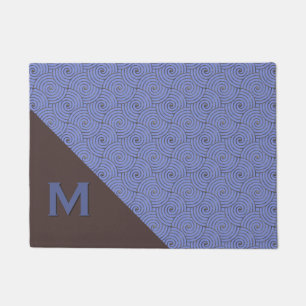 Felpudo Regency Blue and Brown Monogramed Door Mat