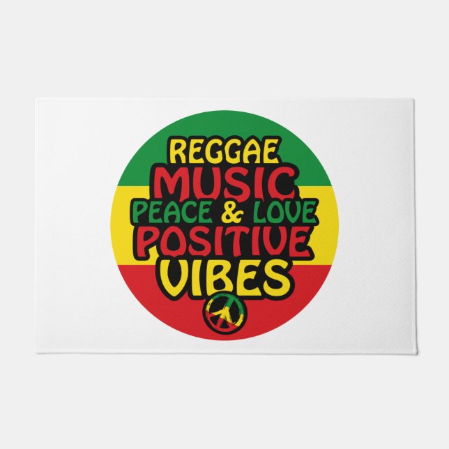 Felpudo Reggae design with positive quotes and reggae flag (Anverso)