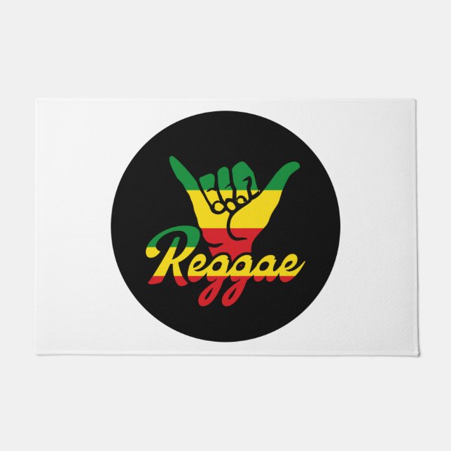 Felpudo Reggae Shaka Hands with reggae colors (Anverso)