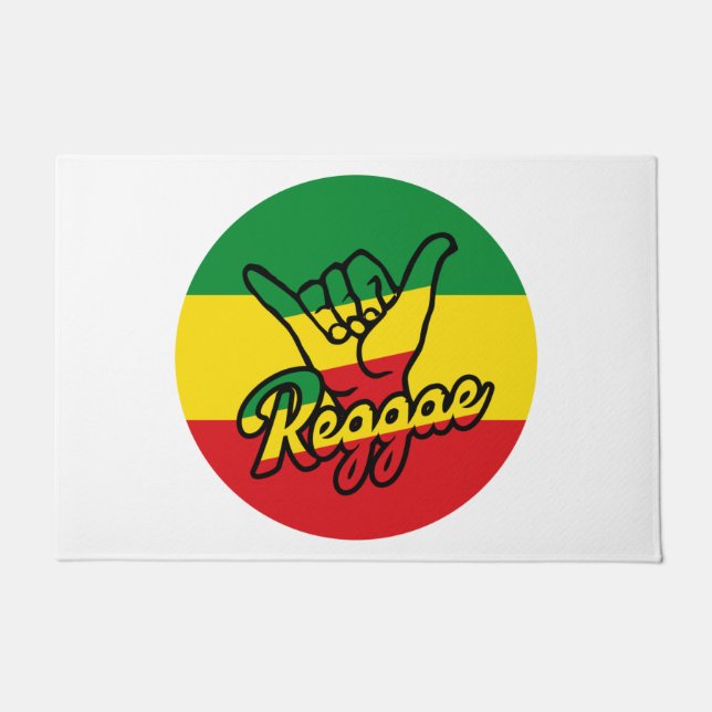Felpudo Reggae Shaka Hands with reggae colors (Anverso)