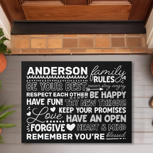 Felpudo Reglas Familiares Nombre Personalizado Positivo Ne