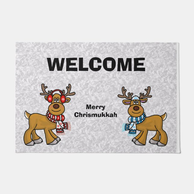 Felpudo Reindeo judío y Gentil Reindeer Door Mat (Anverso)
