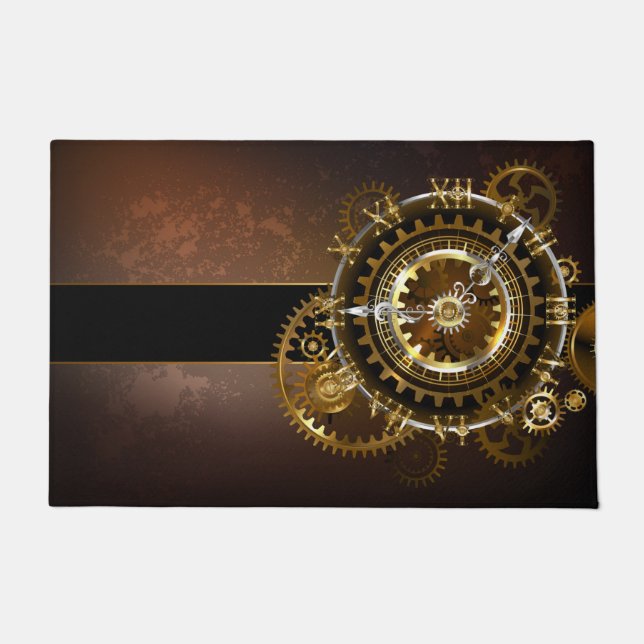 Felpudo Reloj de vapor con engranajes antiguos (Anverso)