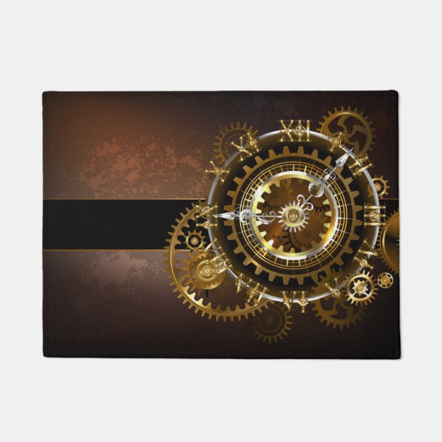 Felpudo Reloj de vapor con engranajes antiguos (Anverso)
