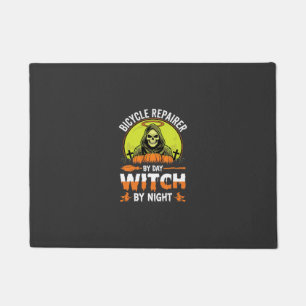Felpudo Reparador De Bicicletas De Halloween Bruja De Día 