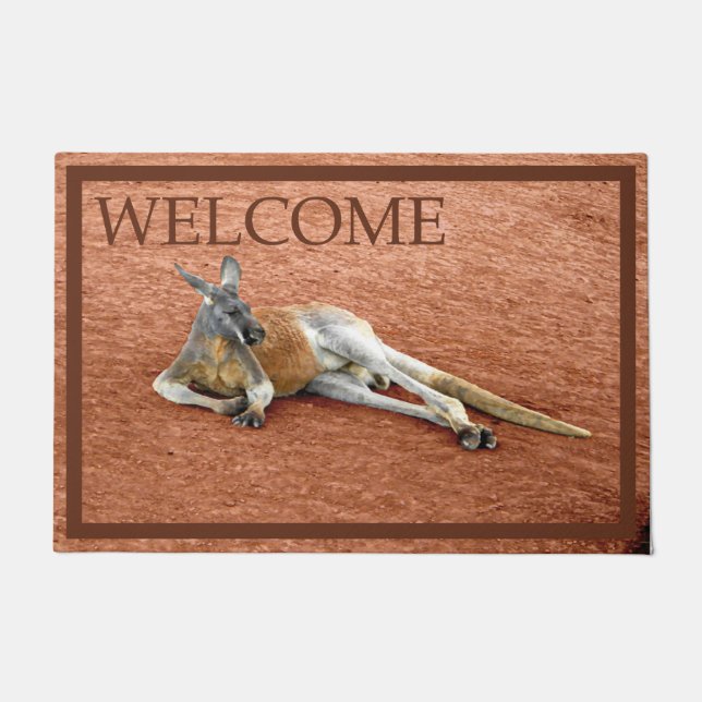 Felpudo Resting Red Kangaroo Buck - Bienvenida (Anverso)