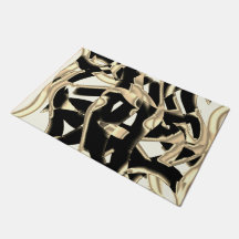 Restos negros y beige, cintas destruidas sobre fon