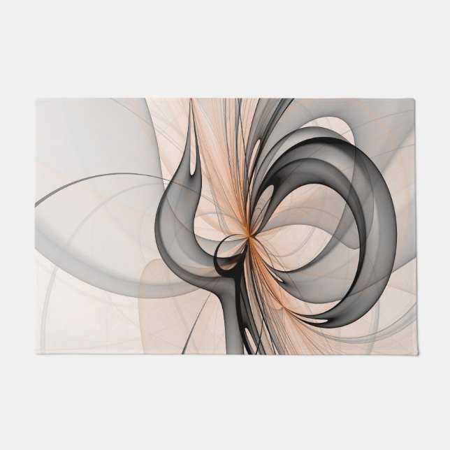 Felpudo Resumen Antracita Gray Sienna Formas Fractal Art (Anverso)
