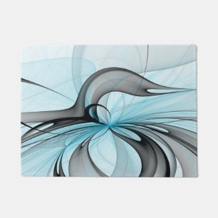 Felpudo Resumen Antracita Gris Azul azul arte fractal mode