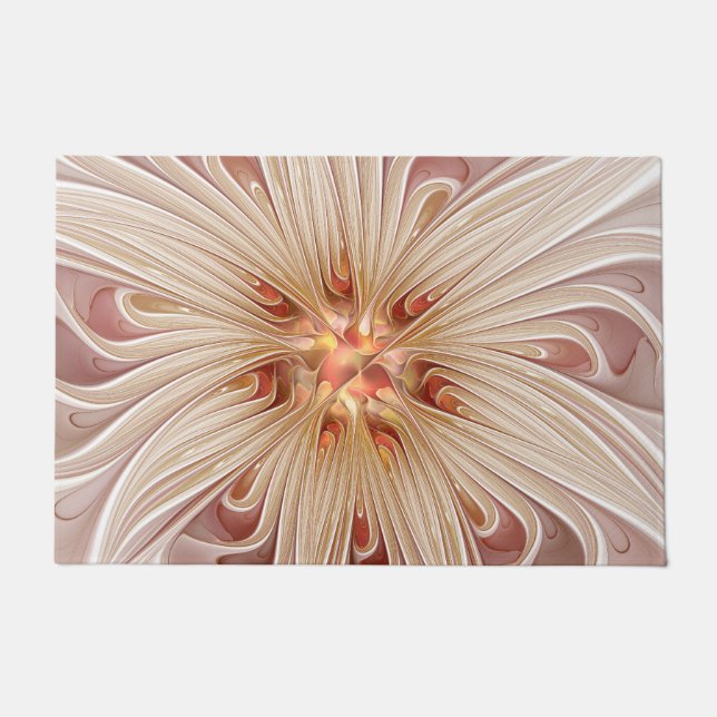 Felpudo Resumen Arte Fractal Peach Pastel Moderno (Anverso)