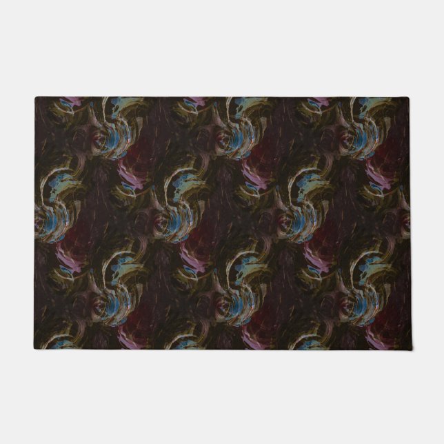 Felpudo Resumen atómico retro negro (Anverso)