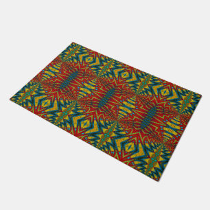 Felpudo Resumen azul rojo Imprimir Hippie Boho Único Triba