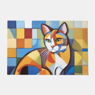 Felpudo Resumen Belleza felina Calico Cat Cubist