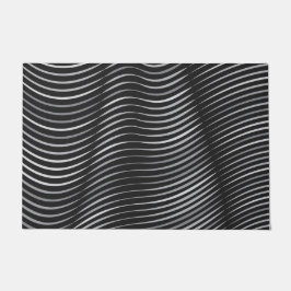 Felpudo Resumen contemporáneo negro y plateado