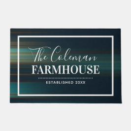 Felpudo Resumen creativo Monograma de la familia azul negr