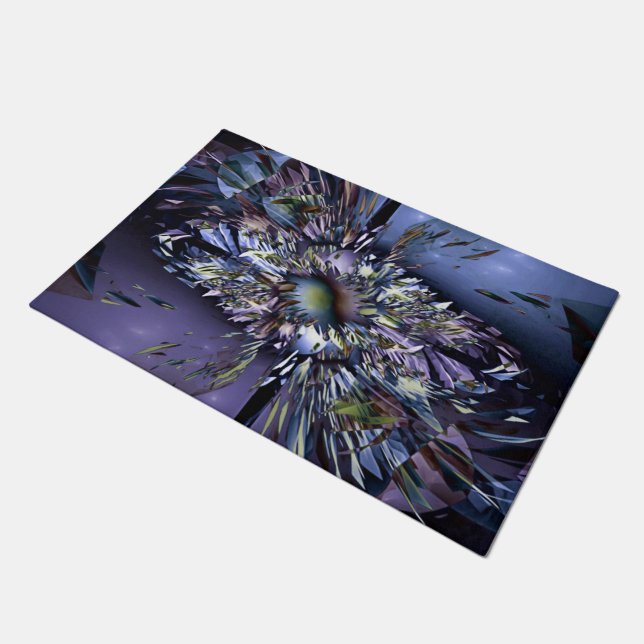 Felpudo Resumen de arte digital - Explosión en azul (Angular)