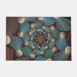 Felpudo Resumen de arte fractal con pizarra marrón profund