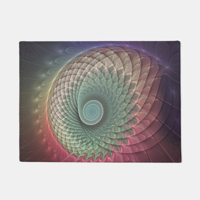 Felpudo Resumen De Arte Fractal Moderno Y Colorido (Anverso)