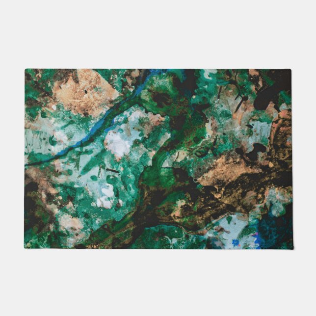 Felpudo Resumen de Geode de Cristal Verde Moss Agate (Anverso)