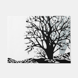 Felpudo Resumen de la moderna sombra de un árbol negro