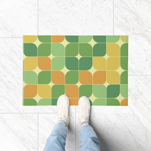 Felpudo Resumen de mitad de siglo Naranja verde amarillo (Interior)
