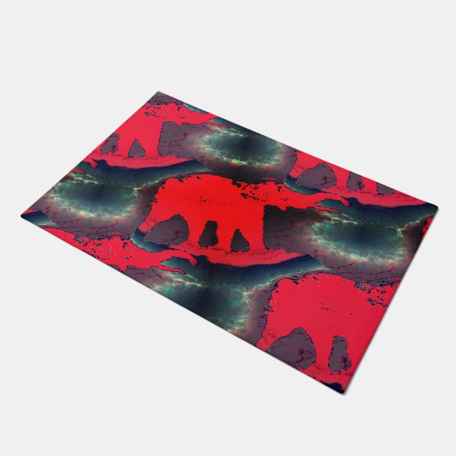 Felpudo Resumen del dibujo de elefantes rojos, efecto muy  (Angular)