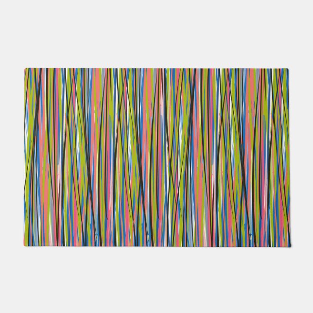 Felpudo Resumen del patrón de línea de boho indio (Anverso)