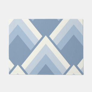 Felpudo Resumen geométrico, azul y blanco roto 2