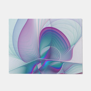 Felpudo Resumen moderno Arte fractal rosa azul turquesa ro
