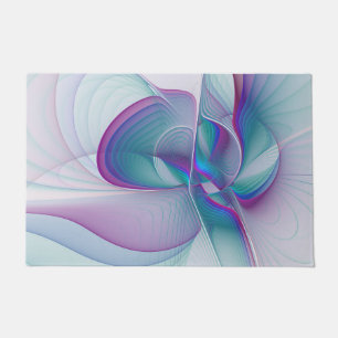 Felpudo Resumen moderno Arte fractal rosa azul turquesa ro