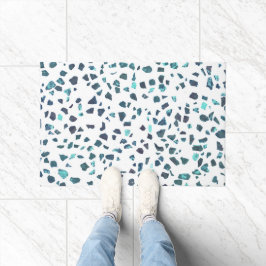 Felpudo Resumen moderno Marble Turquesa Terrazzo