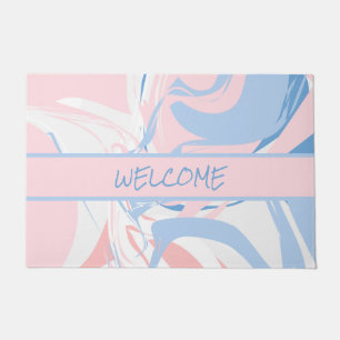 Felpudo Resumen personalizado de Swift Blue White Pink Mar