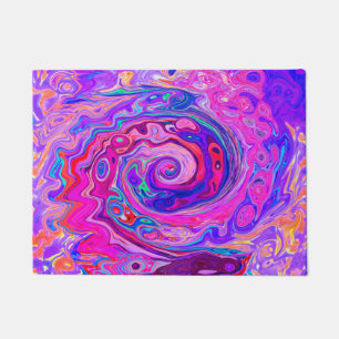 Felpudo Resumen retro púrpura y Naranja Groovy Swirl