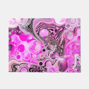 Felpudo Resumen rosa y negro de arte fluido
