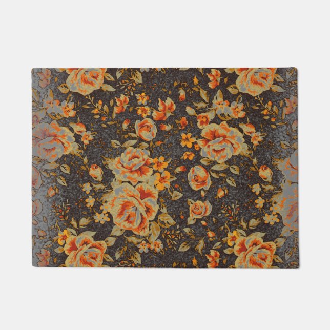 Felpudo Resumen Textura de la línea del lápiz floral (Anverso)