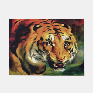 Felpudo Retrato artístico del tigre parpadeante