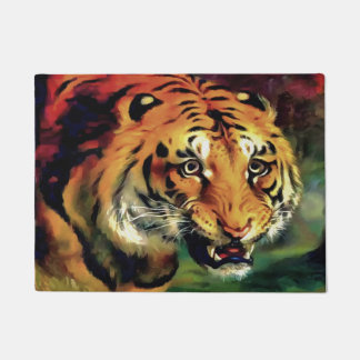 Felpudo Retrato artístico del tigre parpadeante