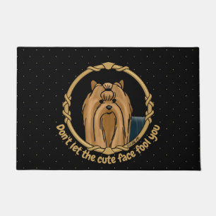 Felpudo Retrato de Fancy Frame Yorkshire Terrier (Yorkie)