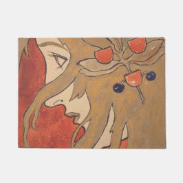 Felpudo Retrato de un bello Chica en rojo (Art Nouveau)