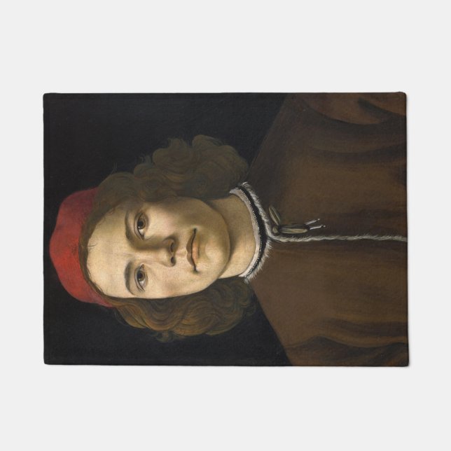 Felpudo Retrato de un joven (por Sandro Botticelli) (Anverso)