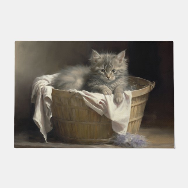 Felpudo Retrato Gris Gray Kitten (Anverso)
