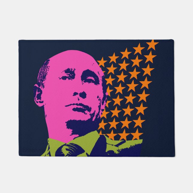 Felpudo Retrato Pop Art de Putin Rosa (Anverso)