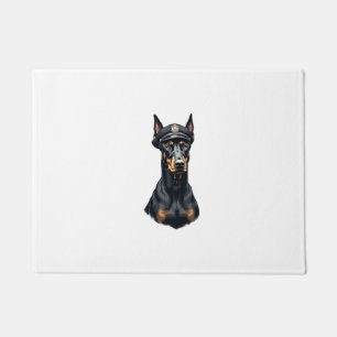 Felpudo Retrato vintage de perro policía Doberman negro y