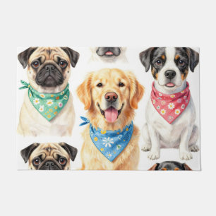 Felpudo Retratos de cachorros lindos en bandana Collage Ac