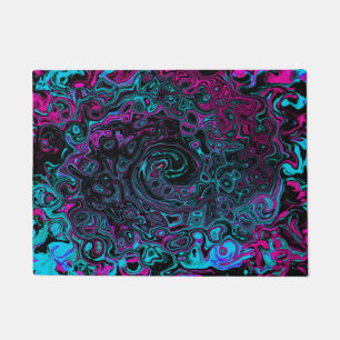 Felpudo Retro Aqua Magenta y Black Abstract Swirl