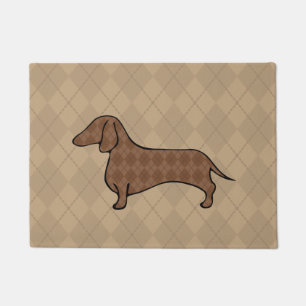 Felpudo Retro Argyle Dachshund Doormat