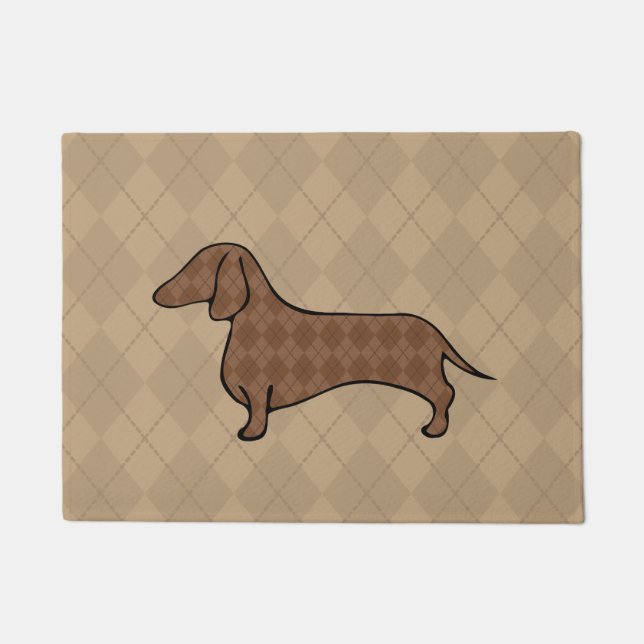 Felpudo Retro Argyle Dachshund Doormat (Anverso)