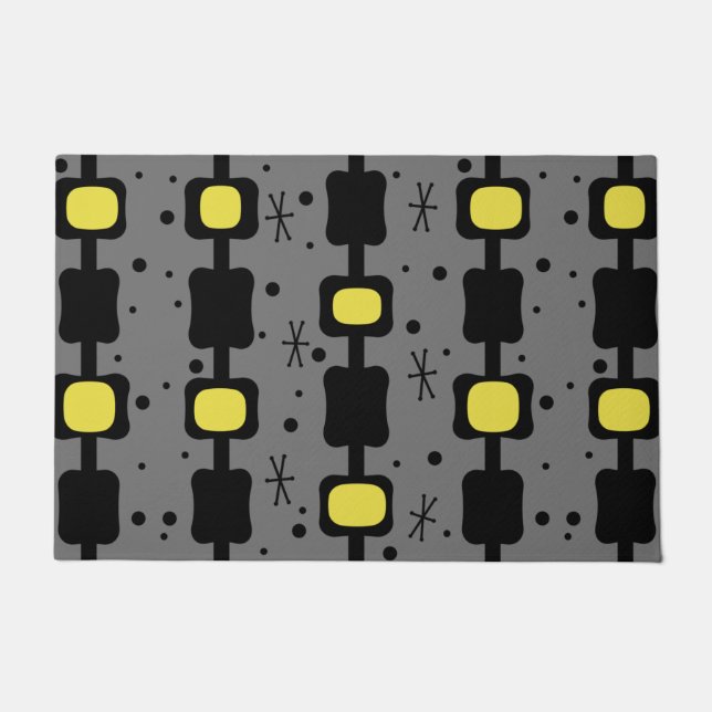 Felpudo Retro Columnas Medias De Mod Cajas Amarillo (Anverso)